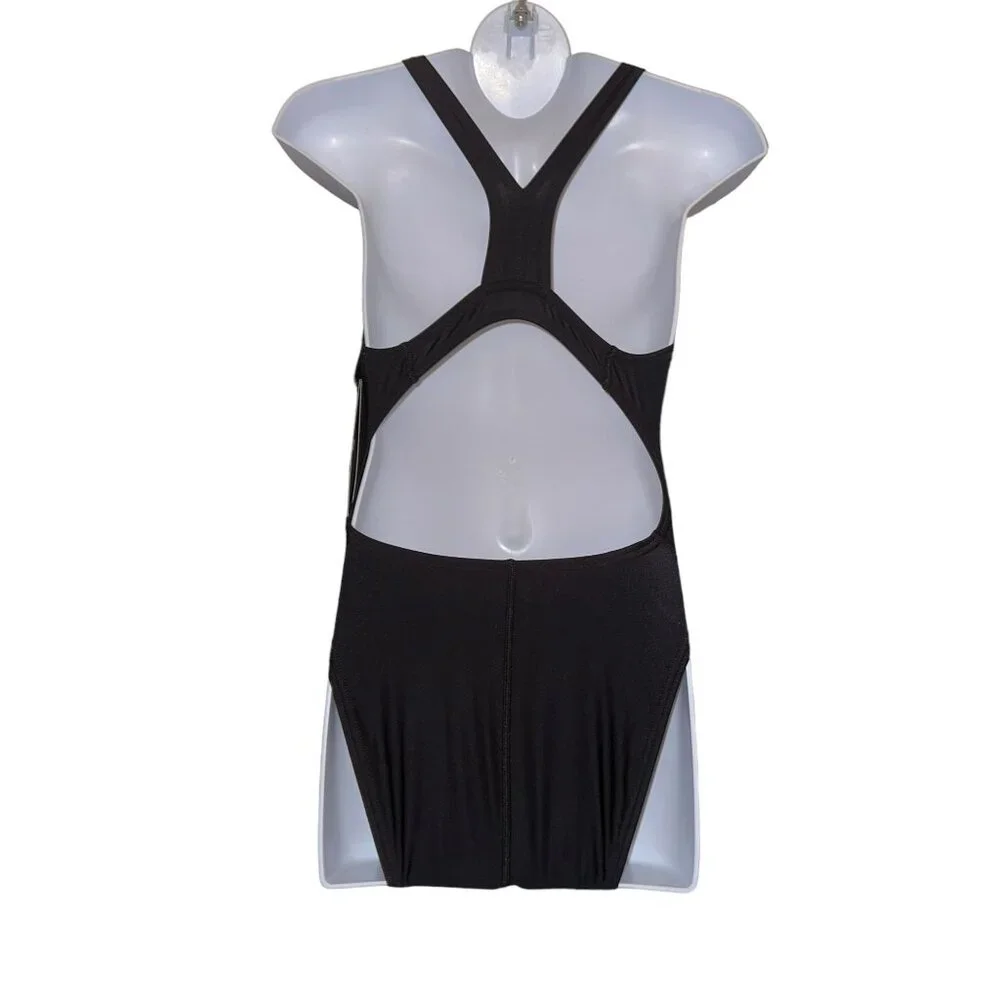 NWT Speedo Pro LT Super One Piece Swimsuit Womens 28 Solid Black Compression - Picture 6 of 9